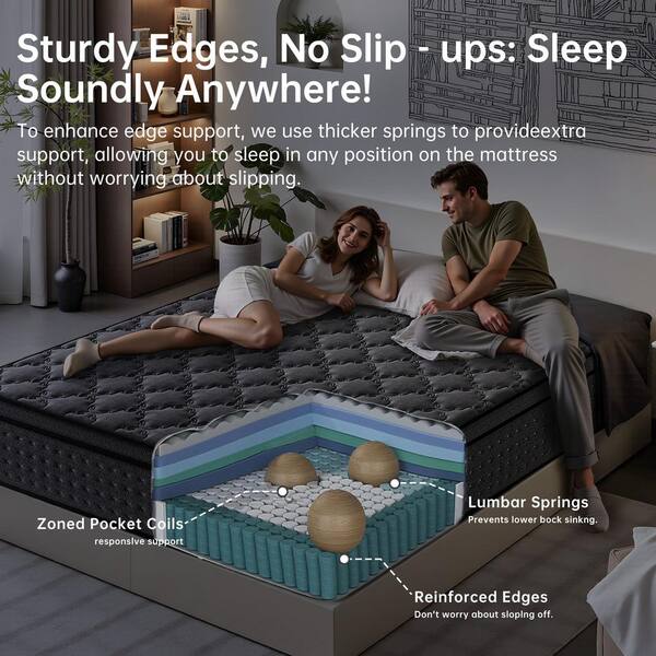kingbee YINIX King Medium Plush Hybrid 12 in. Bed-in-a-Box Mattress