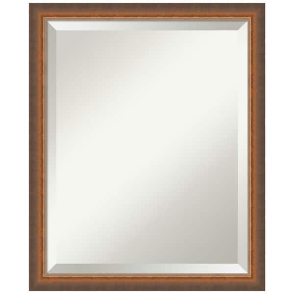 Amanti Art Two Tone Bronze Copper 18.25 in. x 22.25 in. Beveled Modern Rectangle Wood Framed Bathroom Wall Mirror in Bronze
