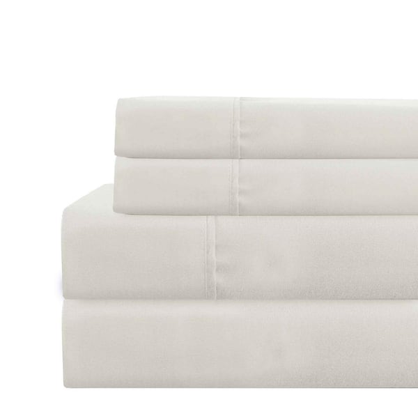 MODERN THREADS Deep-Pocket 4-Piece White Ultra-Soft Solid Microfiber King Sheet Set