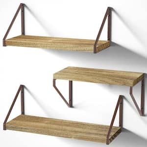 17 in. W x 3 in. H x 6 in. D Wood Rectangular Shelf in Brown 3 Sets Adjustable Shelves
