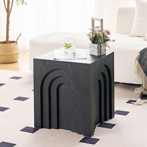 Gray Square Wood 15.74 in. W Decorative Stand