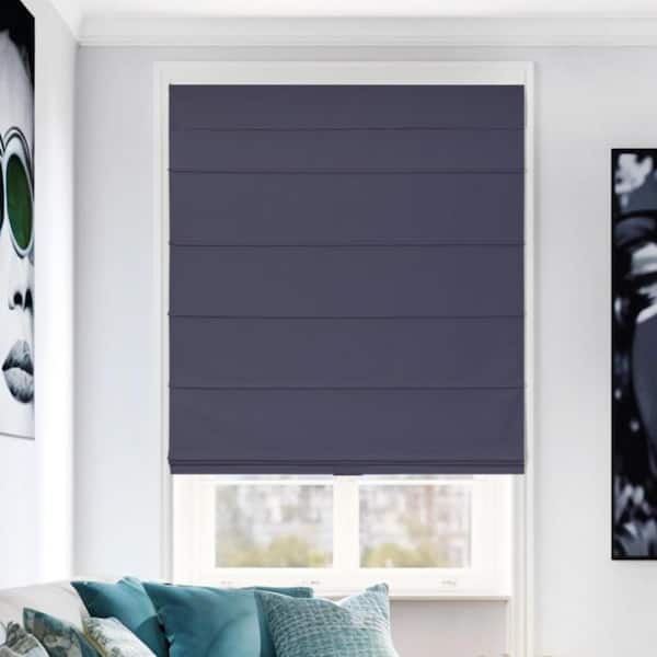 Chicology Navy Cordless Blackout Privacy Polyester Roman Shade 23 in. W x 64 in. L