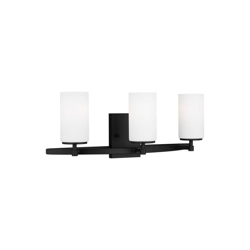 Alturas Midnight Black 3-Light LED Bath Fixture with Etched Glass