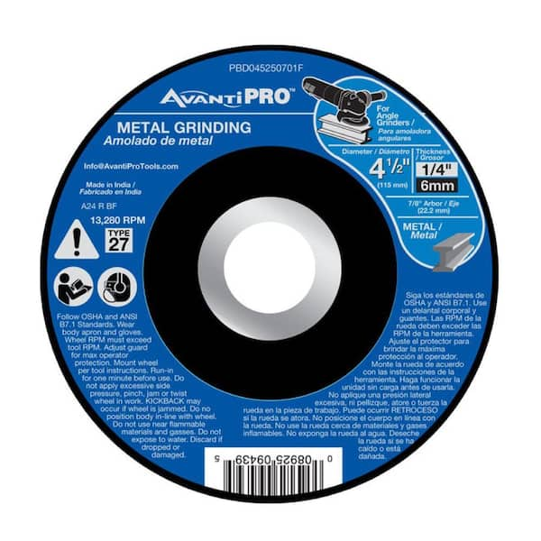 Avanti Pro 4-1/2 in. x 1/4 in. x 7/8 in. Metal Grinding Disc with Type 27 Depressed Center