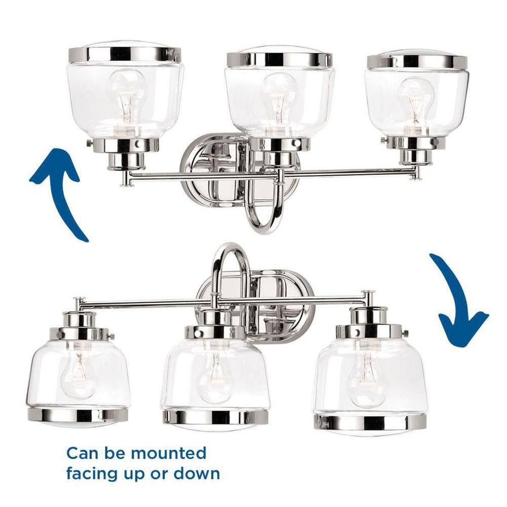 Judson Polished Nickel 3-Light Bath Vanity with Clear Glass Shades