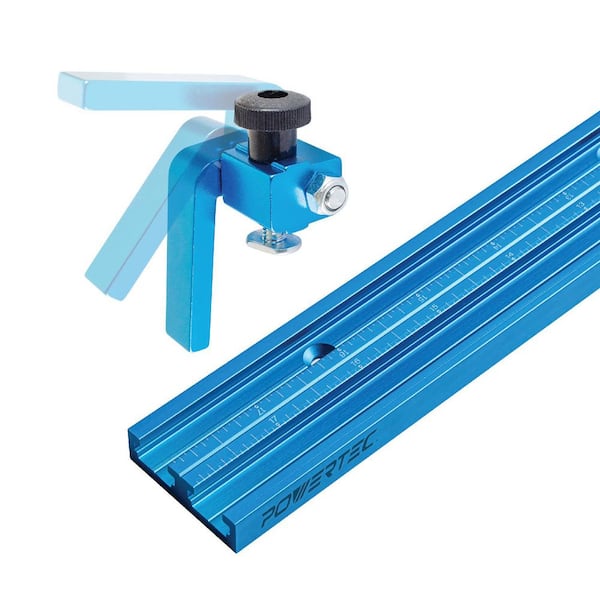36 in. Double-Cut Profile Universal T-track with Laser Engraved Center Scale and 3 in. Fence Flip Stop