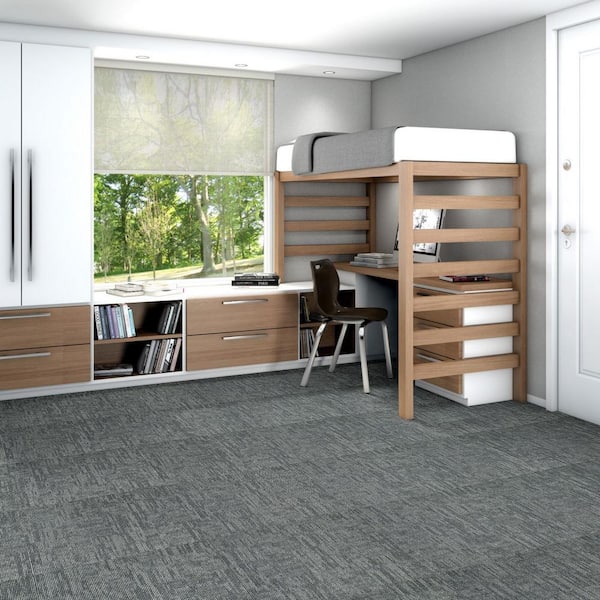 Graphix - Kirkwood - Gray Residential 24 x 24 in. Glue-Down Carpet Tile Square (48 sq. ft.)