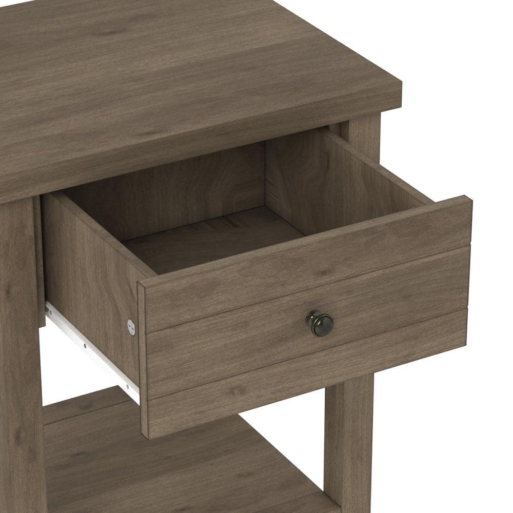 Knotty Gray Oak Rectangular Accent Table with Storage