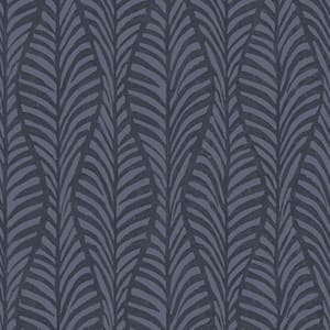 Indigo Block Print Leaves Removable Peel and Stick Wallpaper (Covered 28 sq. ft.)