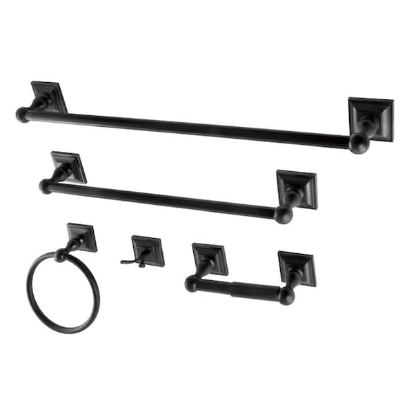 Kingston Brass Serano 5-Piece Bathroom Accessory Set in Black