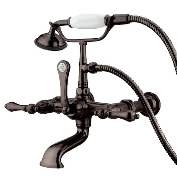 Kingston Brass Vintage 7 in. Center 3-Handle Claw Foot Tub Faucet with Handshower in. Oil Rubbed Bronze
