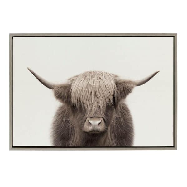 Kate and Laurel Sylvie Hey Dude Highland Cow Color by The Creative Bunch Studio Framed Art Print 23 in. x 33 in.