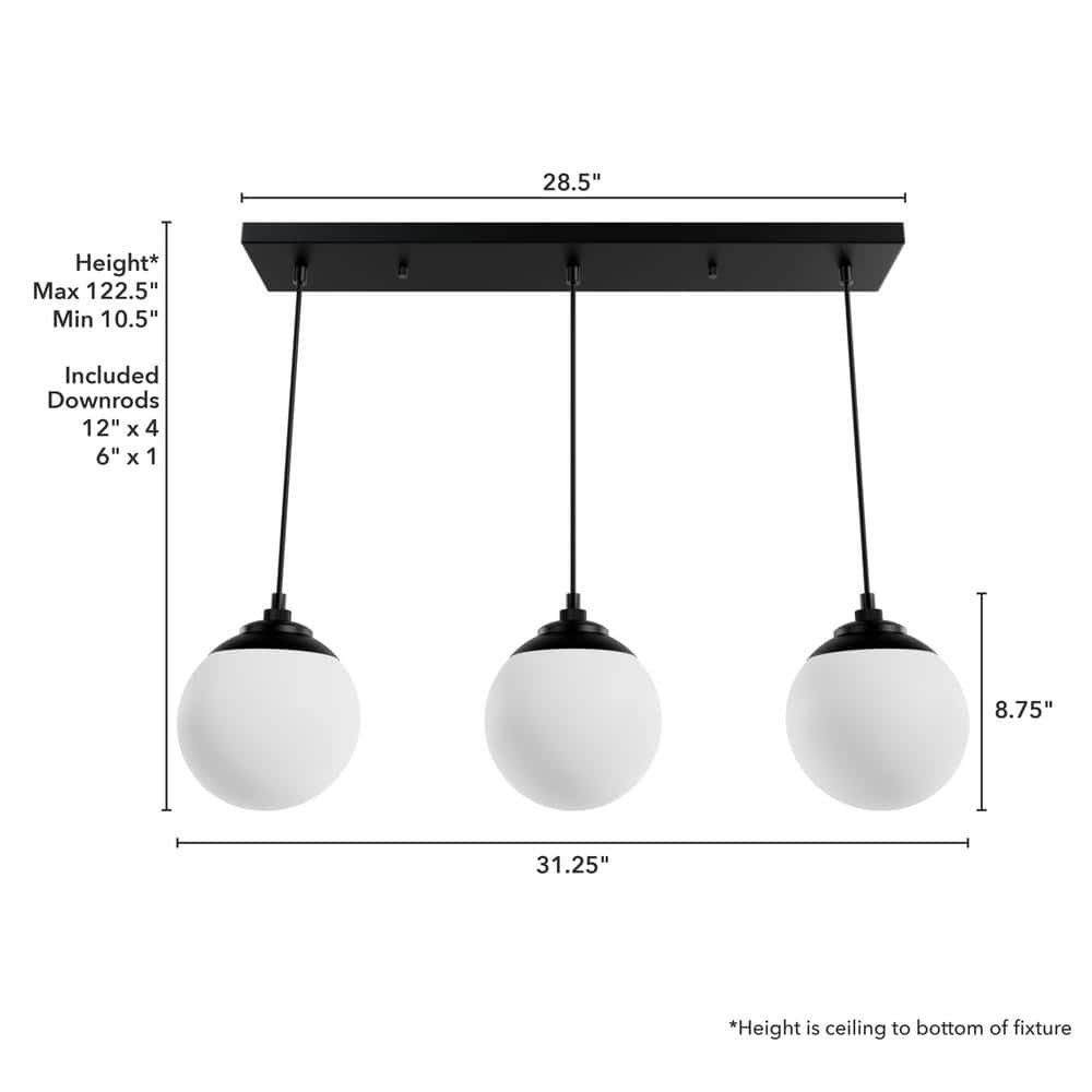 Matte Black 31.25" Glass Linear Pendant Light