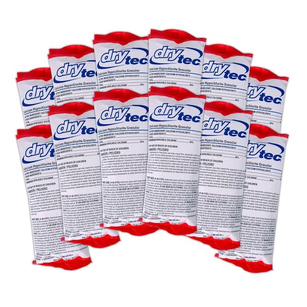Dry Tec 68% Calcium Hypochlorite Chlorinating Shock Treatment for Swimming Pools, 12 Pack