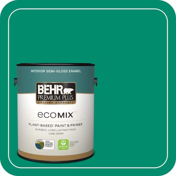 1 gal. #S-G-470 Festive Green Semi-Gloss Enamel EcoMix Plant-Based Interior Paint & Primer
