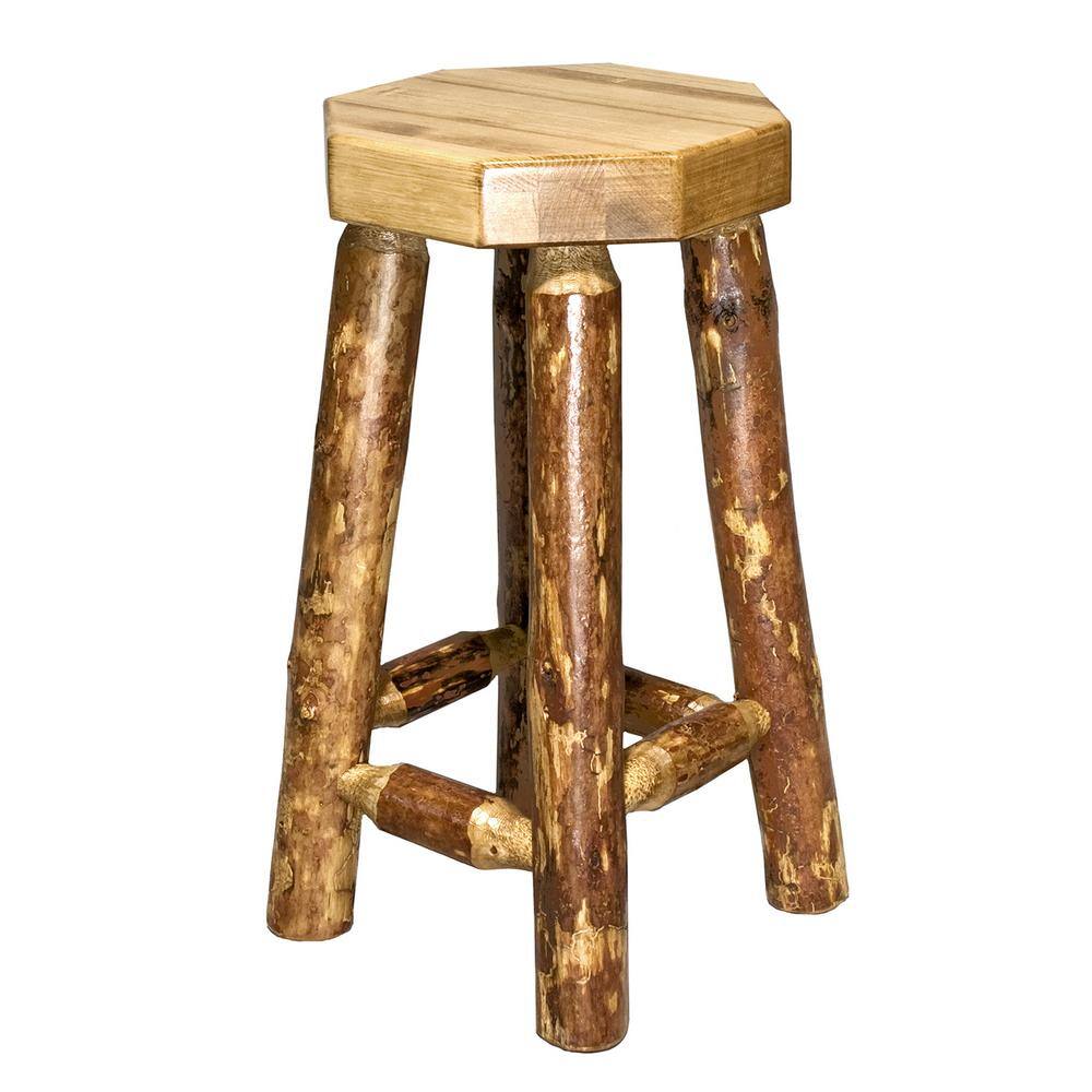 Rustic Glacier Country 30" Brown Wood Backless Barstool