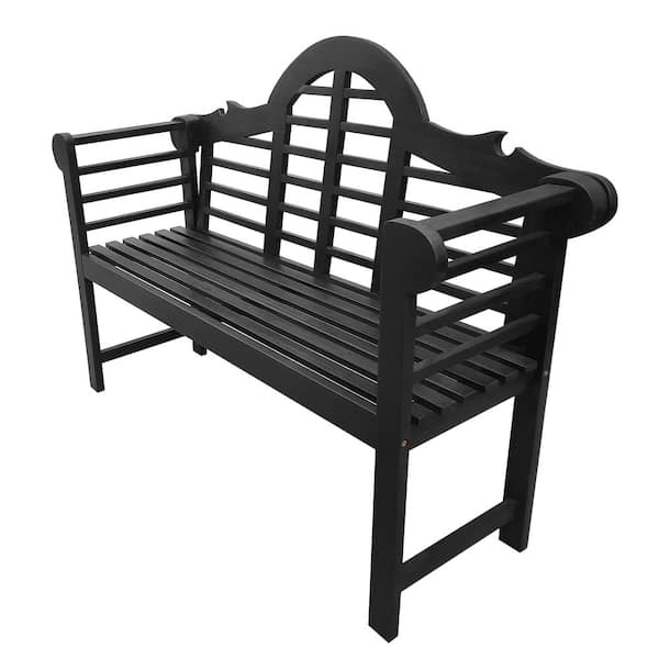 Lutyens 51.2 in. 3-Seat Arched 600 lbs. Support Acacia Wood Outdoor Garden Patio Bench, Black