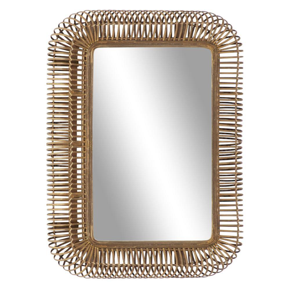 DecMode Brown Wood Wall Mirror