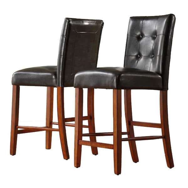 Home Decorators Collection 24 in. H Dark Brown Faux Leather Counter-Height Chair (Set of 2)-DISCONTINUED