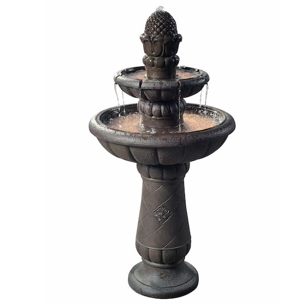 39 in. Tall Deluxe Pineapple Outdoor 2-Tier Waterfall Fountain