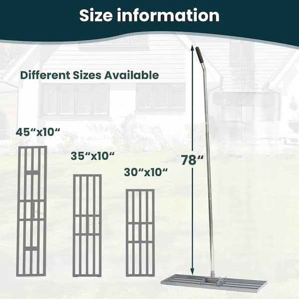 78 in. Lawn Leveling Rake with 30 in. x 10 in. Stainless Steel Plate