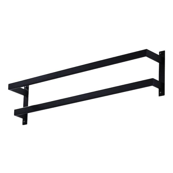 32 in. Wall Mounted Double Towel Rack in Matte Black