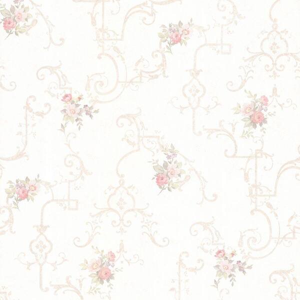 Mirage Lori Blush Floral Trellis Wallpaper