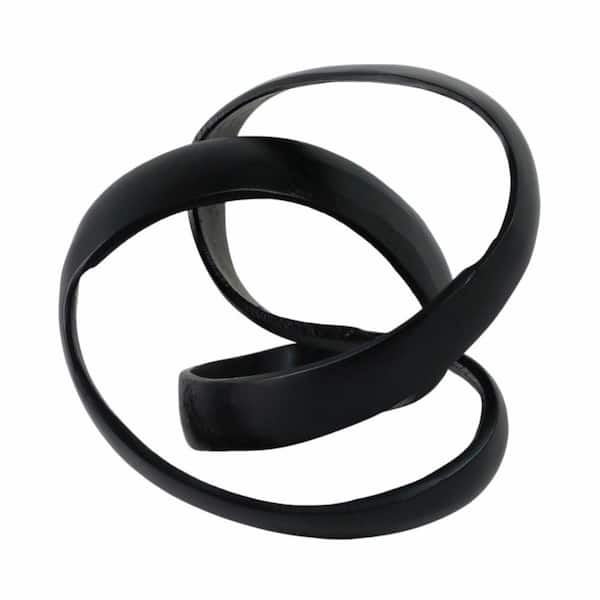Liv & Skye Black 8 in. x 7 in. Metal Abstract Knotted Sculpture