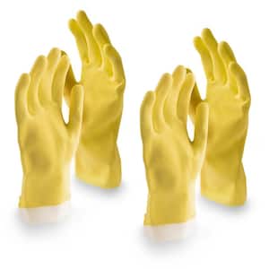 Large Yellow Latex All-Purpose Reusable Rubber Gloves (2-Pair)