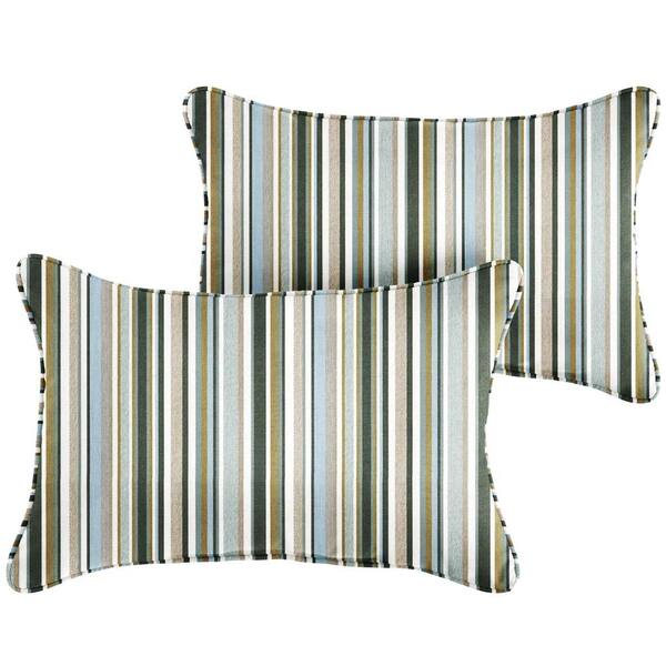 SORRA HOME Sunbrella Highlight Ivy Rectangle Indoor/Outdoor Lumbar Pillow (2-Pack)