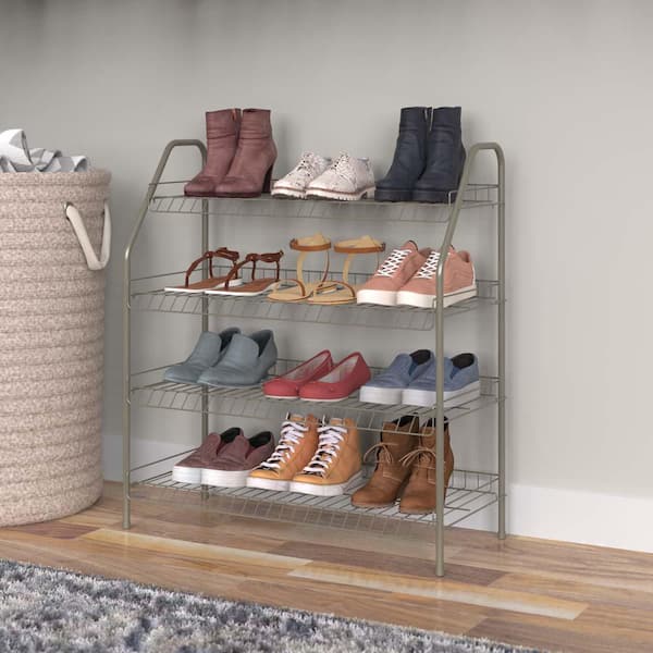 28 H 12-Pair 4-Tier Nickel Steel Shoe Rack