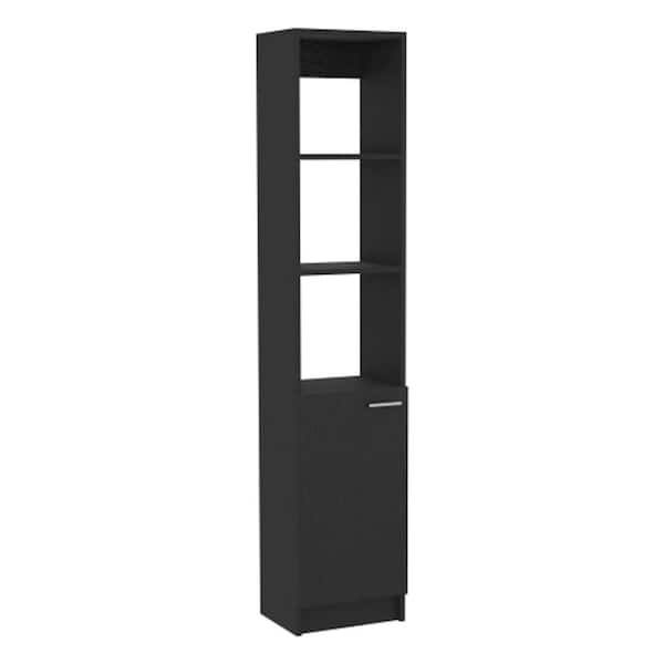 Adrinfly 16.92 in. W x 66.53 in. D x 4 in. H, Black, Particle Board Freestanding Linen Cabinet with 2 Interior Shelves, in Black