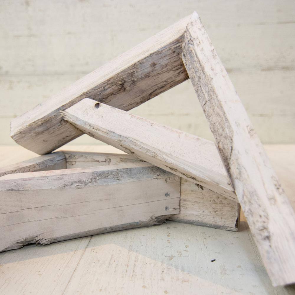 Reclaimed Gray Weathered Wood Farmhouse Shelf Bracket Set