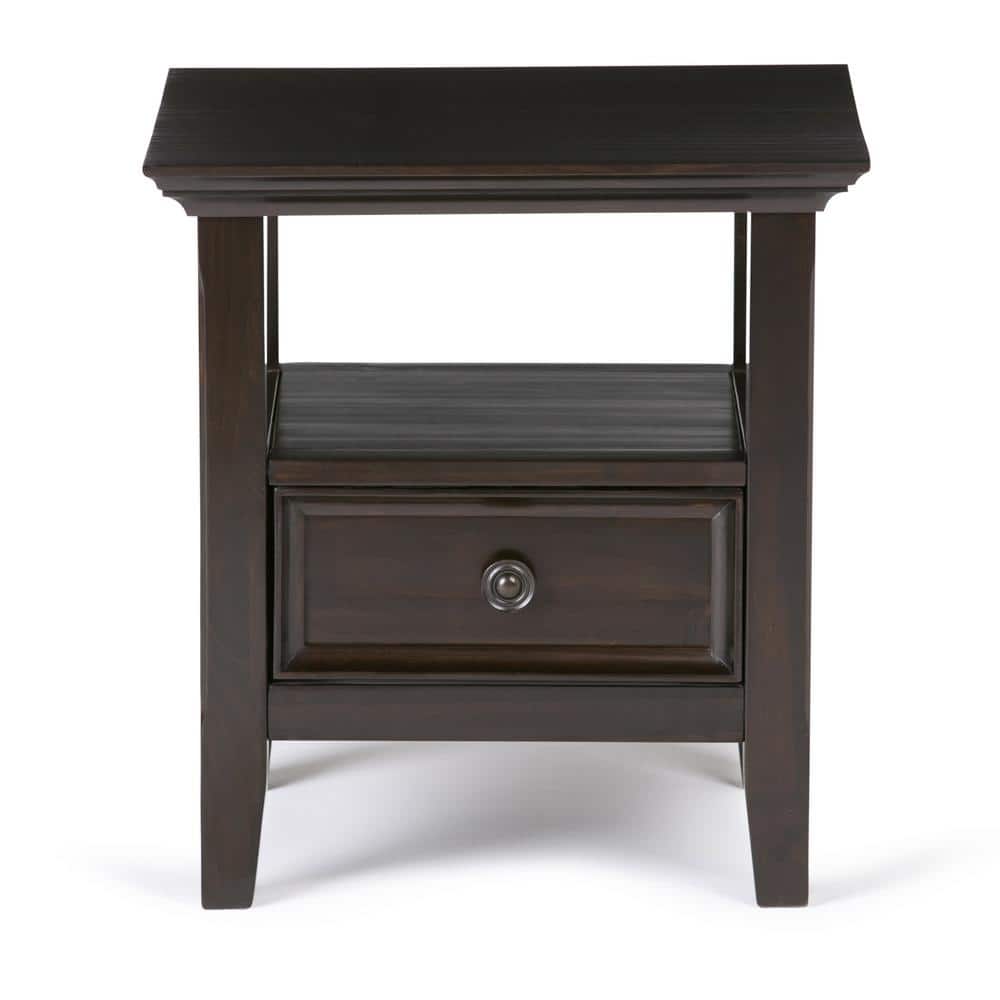Amherst Hickory Brown Solid Wood 19" Square Transitional End Table with Storage