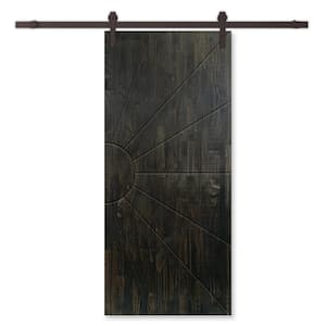 24 in. x 84 in. Charcoal Black Stained Pine Wood Modern Interior Sliding Barn Door with Hardware Kit