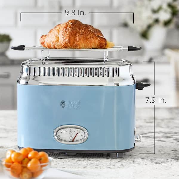 Russell Hobbs Retro Style 2-Slice Blue Wide Slot Toaster with