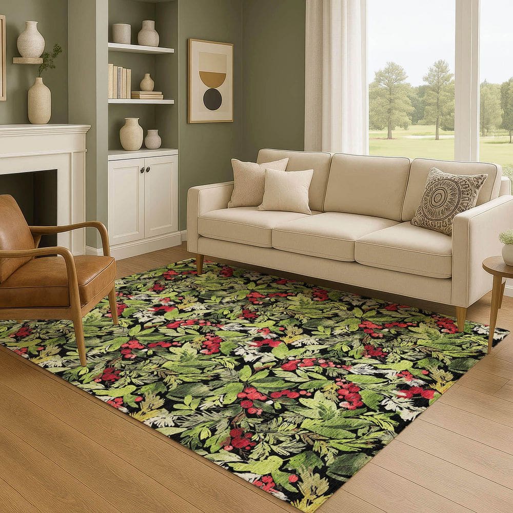 Mayfield Premium Machine Washable Abstract AMF1816 Black 8 ft. x 10 ft. Area Rug price history on PriceWatchPro