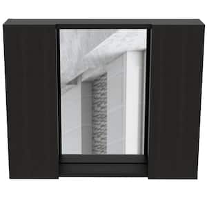 23.6 in. W x 19.5 in. H Rectangular Double Door Medicine Cabinet with Mirror in Black