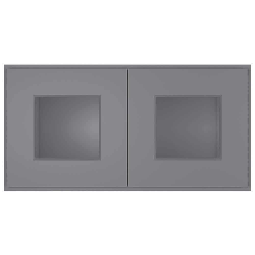 24-in W X 12-in D X 12-in H in Shaker Grey Plywood Ready to Assemble Wall Glass kitchen Cabinet price history on PriceWatchPro