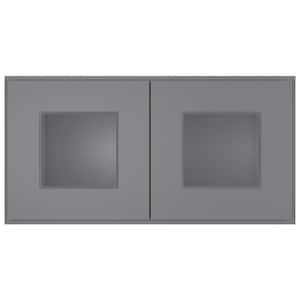24-in W X 12-in D X 12-in H in Shaker Grey Plywood Ready to Assemble Wall Glass kitchen Cabinet
