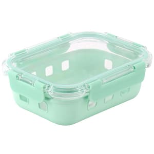 21 Ounce Glass Container with Snap On Lid in Mint