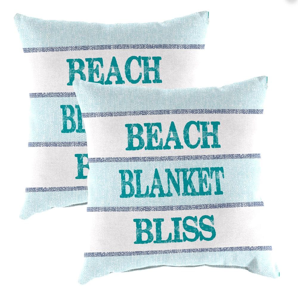 16 in. L x 16 in. W x 4 in. T Square Outdoor Throw Pillow in Beach Blanket Bliss (2-Pack) price history on PriceWatchPro