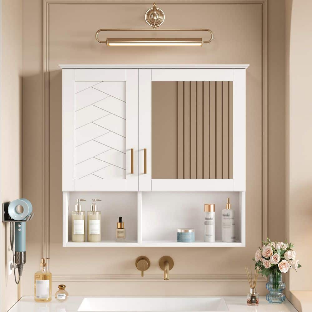 30 in. W x 7.3 in. D x 28.7 in. H Bathroom Storage Wall Cabinet in White with Adjustable Shelves and Soft Close Doors price history on PriceWatchPro
