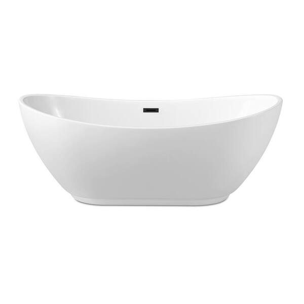 Streamline 62 in. Acrylic Flatbottom NonWhirlpool Bathtub in Glossy