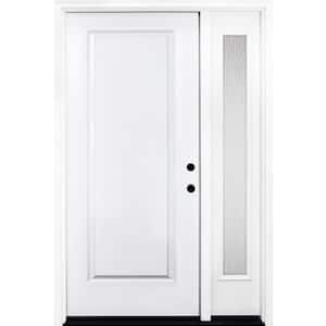 49 in. x 80 in. Element Series 1-Panel LHIS Primed White Steel Prehung Front Door with Single 10 in. Rain Glass Sidelite