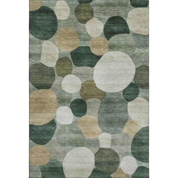 Mayfield Premium Machine Washable Abstract AMF2375 Green 10 ft. x 14 ft. Area Rug