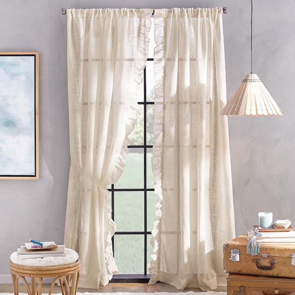 Unbranded Linen Solid Rod Pocket Sheer Curtain - 50 in. W x 95 in. L