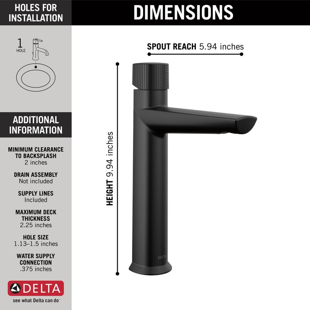 Matte Black Modern Single Hole Bathroom Faucet