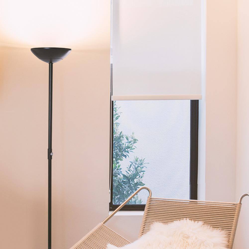 Matte Black 66" Energy-Efficient LED Torchiere for Versatile Use