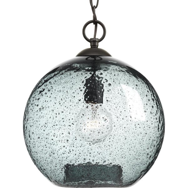 Progress Lighting Staunton 3-Light Antique Bronze Bohemian/Global Tinted Glass Globe Small Hanging Pendant Light